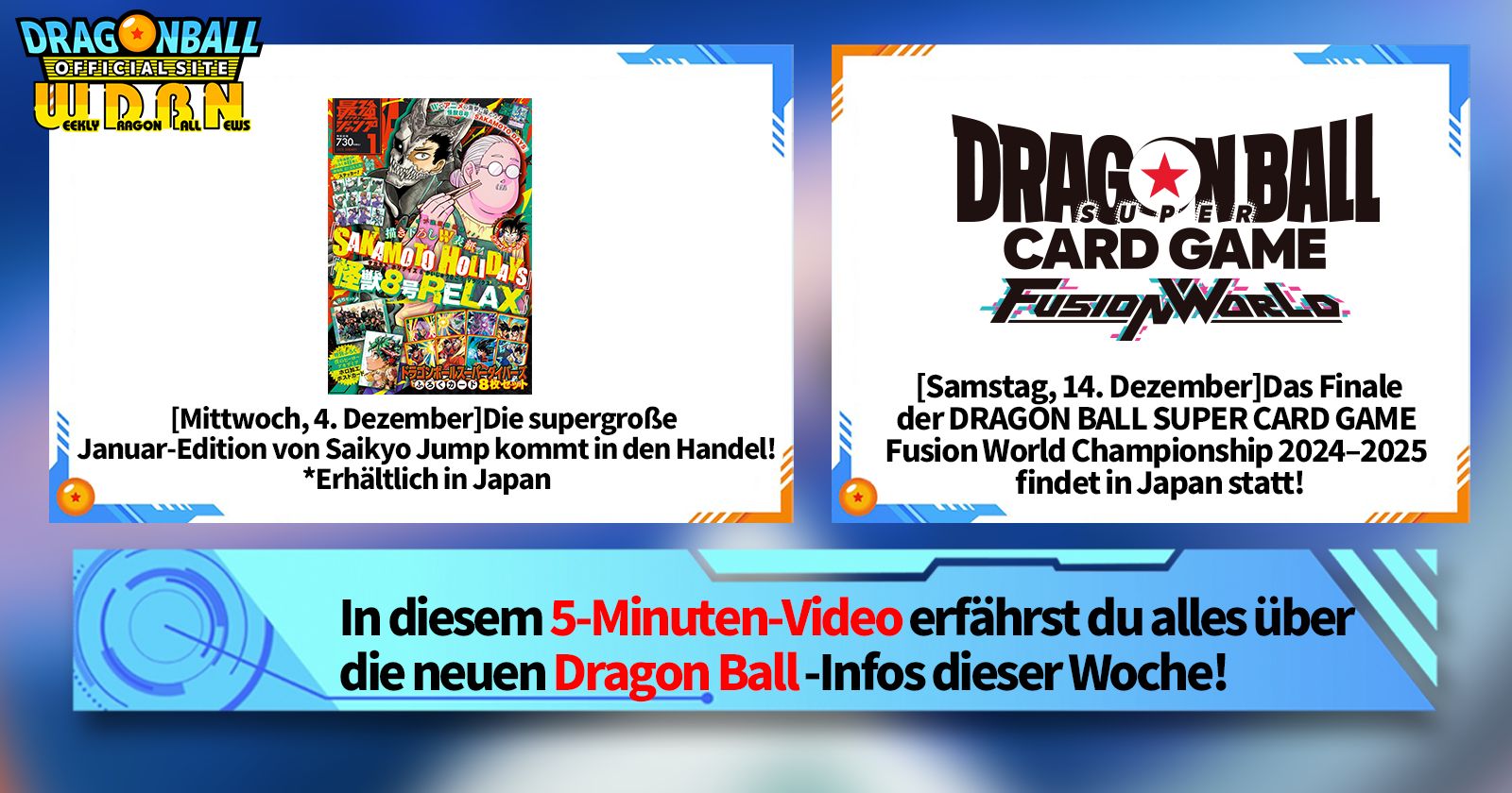 [9. Dezember] Weekly Dragon Ball News !