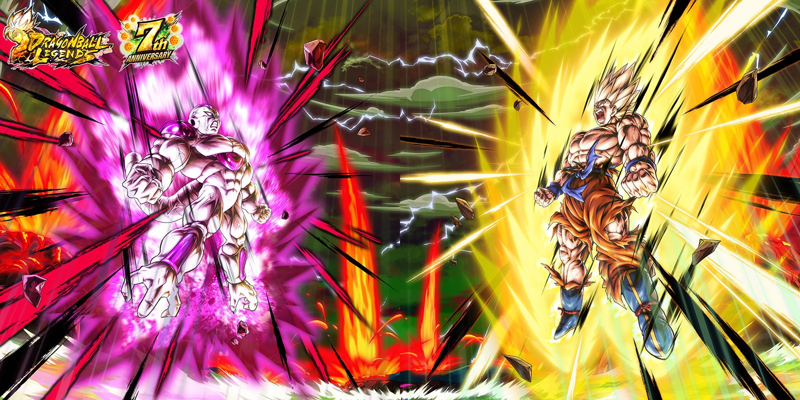 Die 3. Dragon Ball Legends -Kampagne zum 7. Jubiläum ist da! Wir veröffentlichen ein spezielles Live-Video von Goku und Frieza , die leidenschaftlich kämpfen, begleitet von Hironobu Kageyamas Gesang!