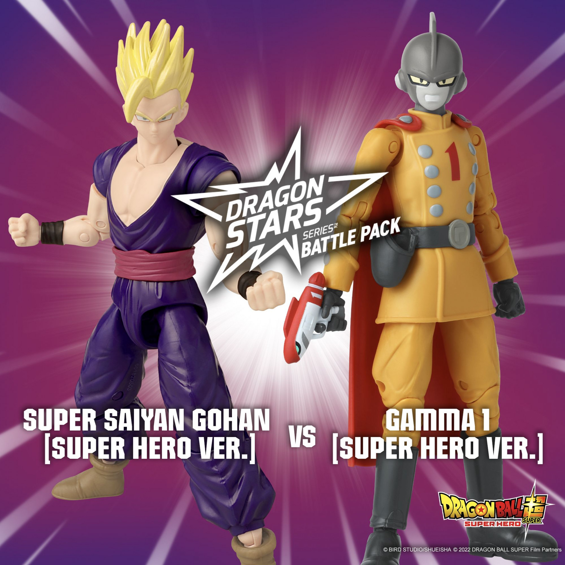 Zwei-Figuren-Set mit Super Saiyan Gohan und Gamma 1 aus Dragon Ball Super: SUPER HERO kommt in die Battle Pack-Reihe der Dragon Stars -Serie!